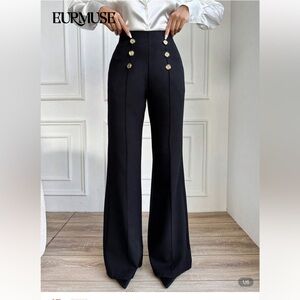SHEIN Black High-Waisted Wide-Leg Pants